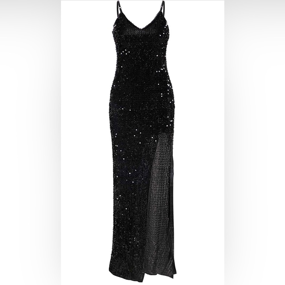 Long black sequin dress